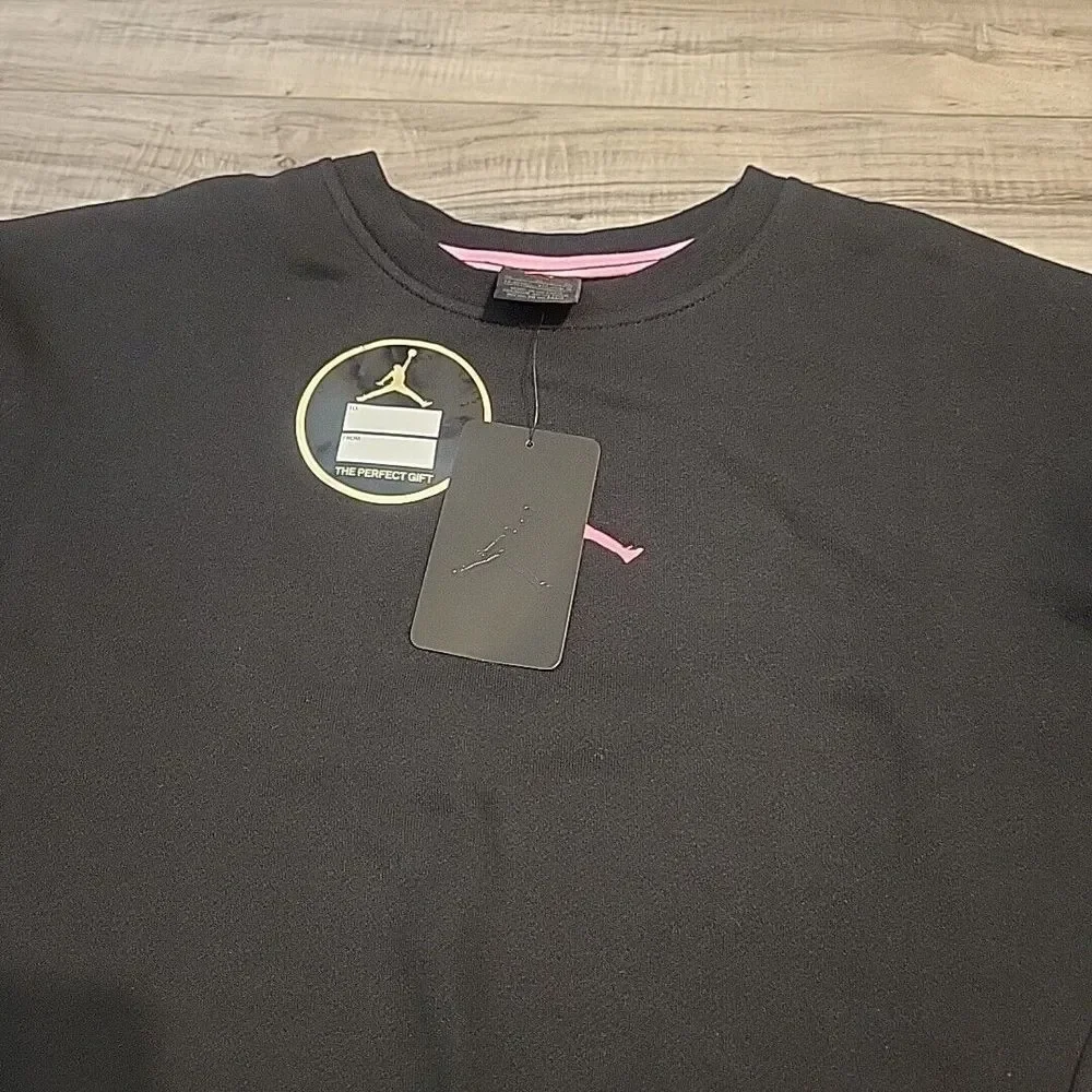 Air Jordan Sweater Girls XL Black Pink‎ Jumpman Logo Pullover Fleece Sweatshirt